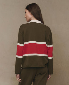 The Rugby Sweater - Army w/ Hot Red Stripe