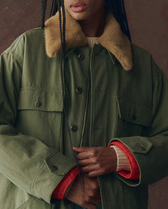 The Quilted Liner Parka - Army with Hot Orange
