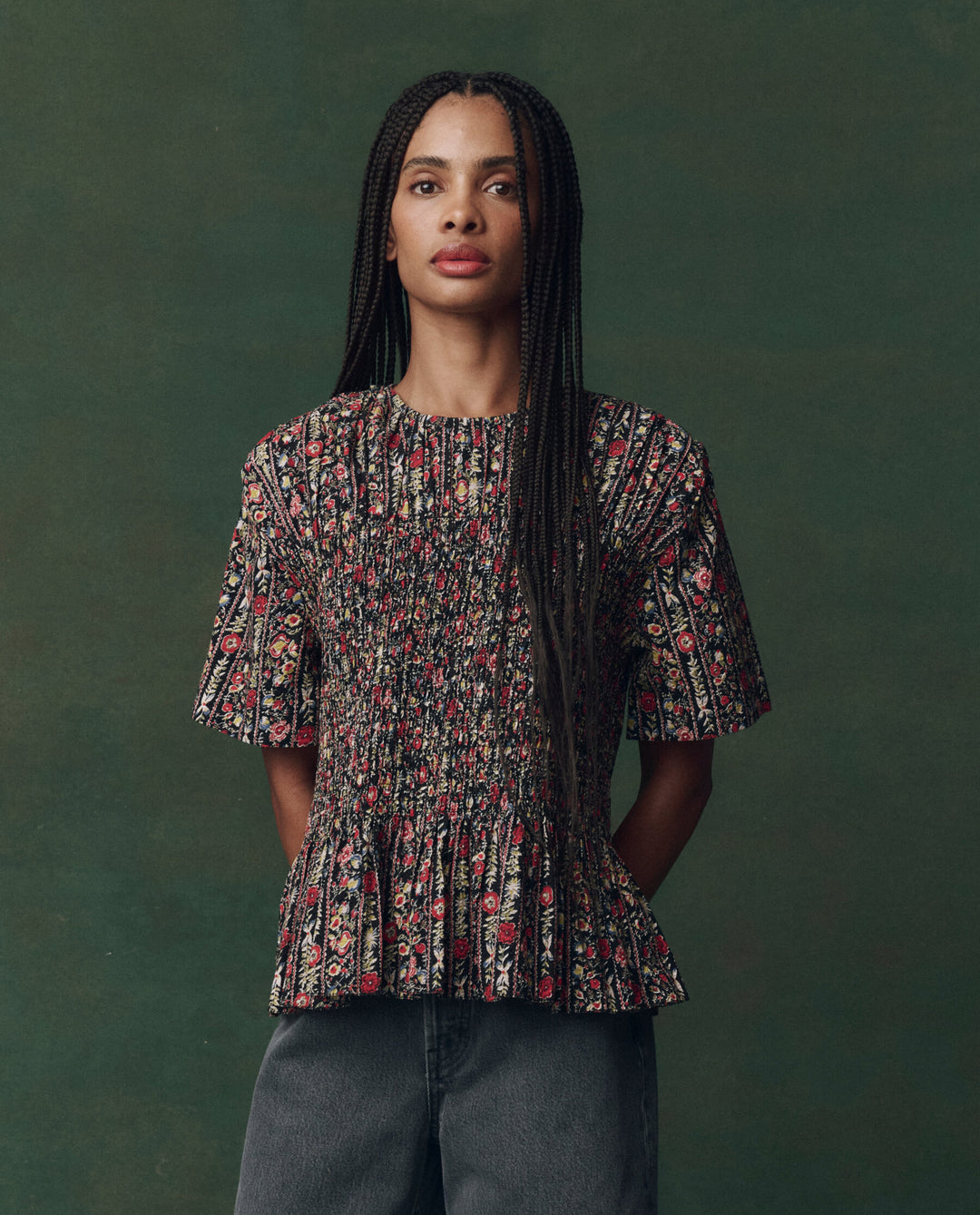 The Smocked Flounce Top - Garland Print