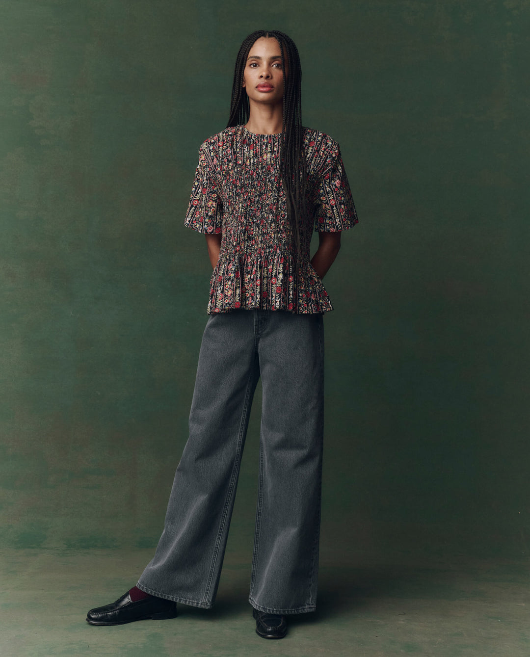 The Smocked Flounce Top - Garland Print