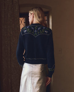 The Western Beaded Cardigan - Navy