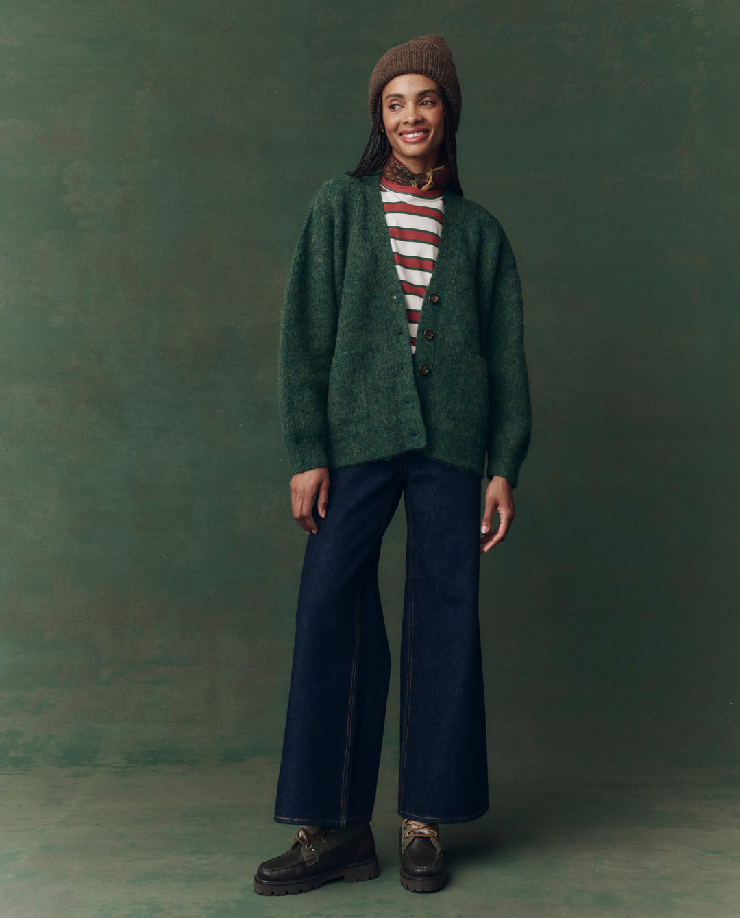 The Brushed Melange Cardigan - Meadow Green