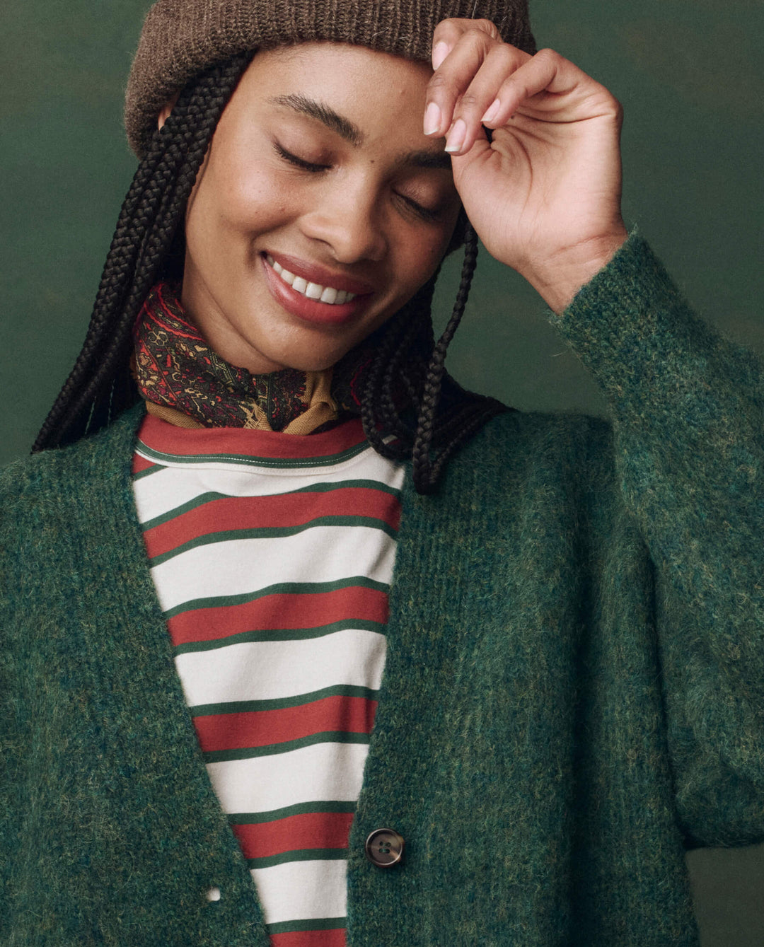 The Brushed Melange Cardigan - Meadow Green