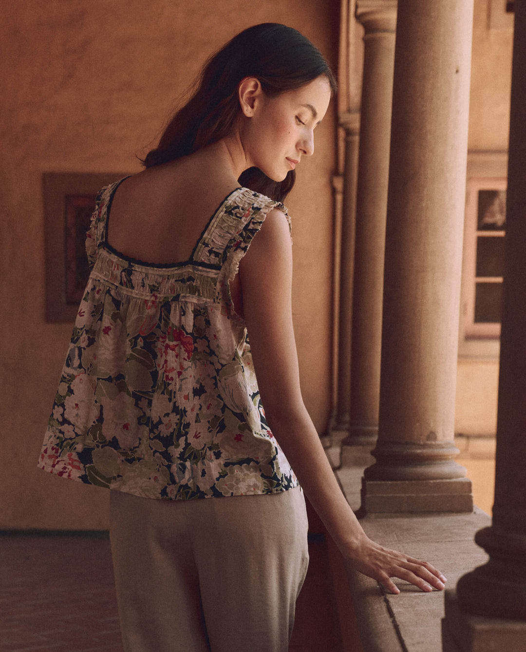 The Victorian Pleat Tank - Vintage Rose Print