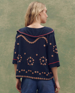 The Beaded Vintage Sailor Top - Navy