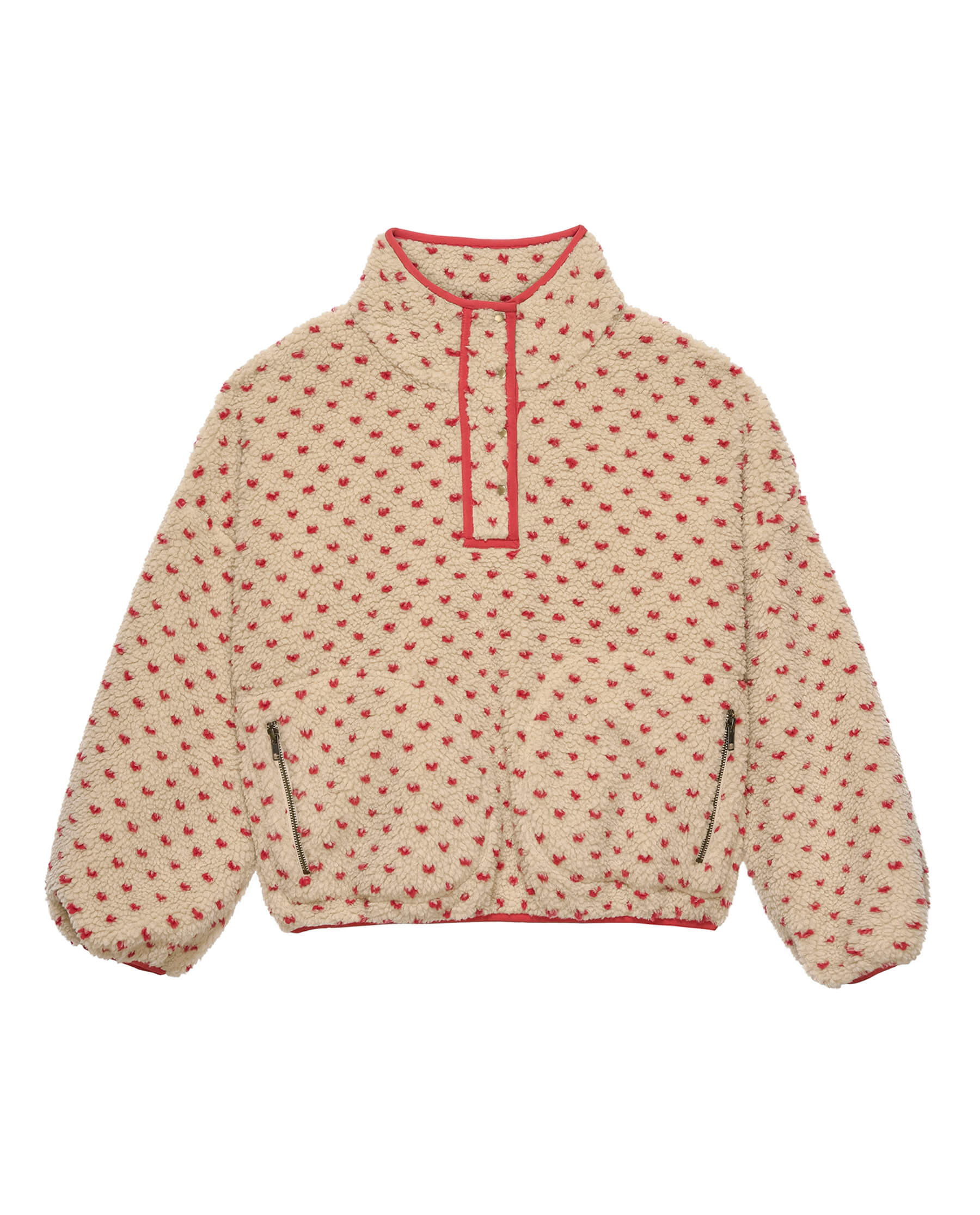 The Countryside Pullover - Oat w/Red