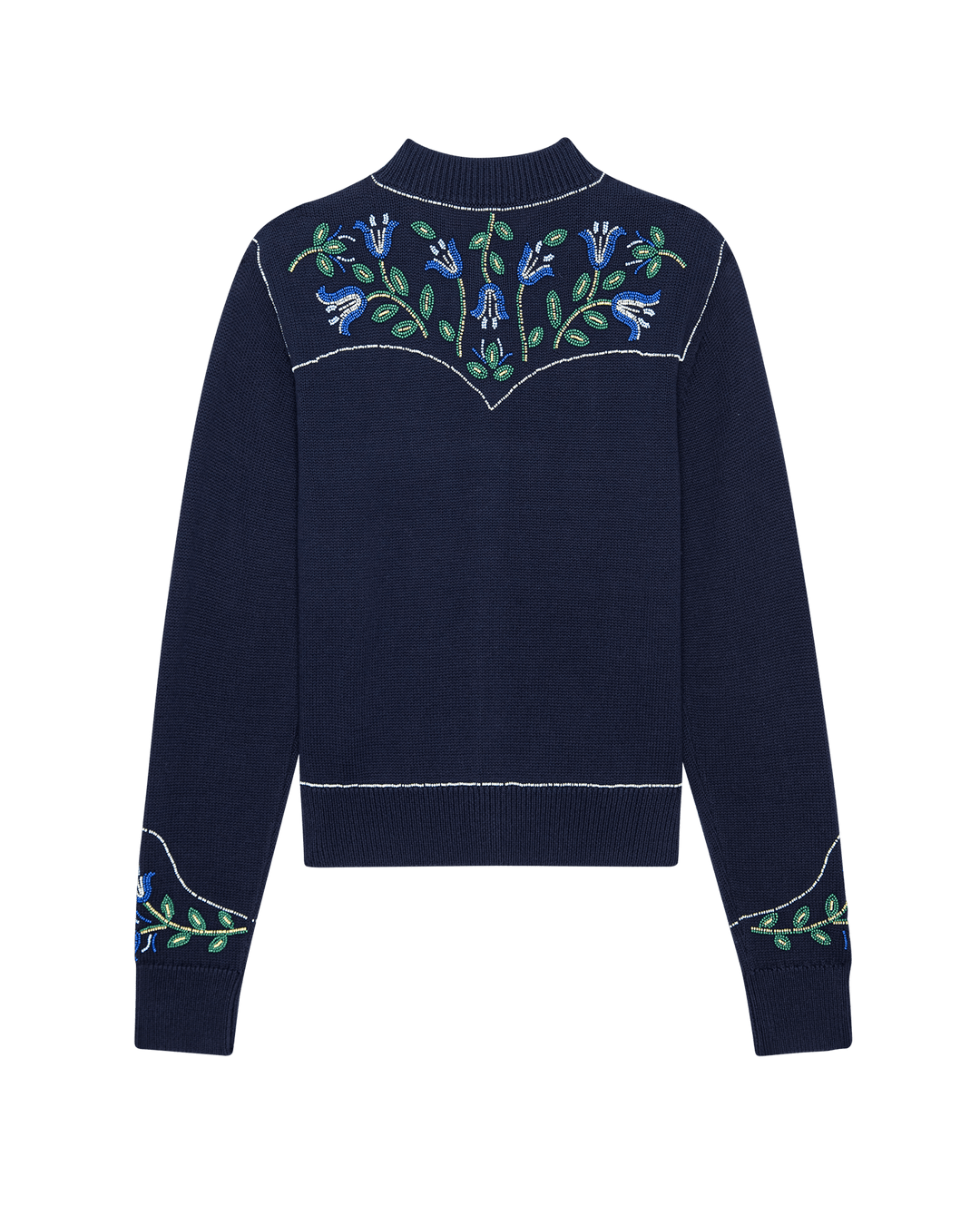 The Western Beaded Cardigan - Navy