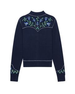 The Western Beaded Cardigan - Navy