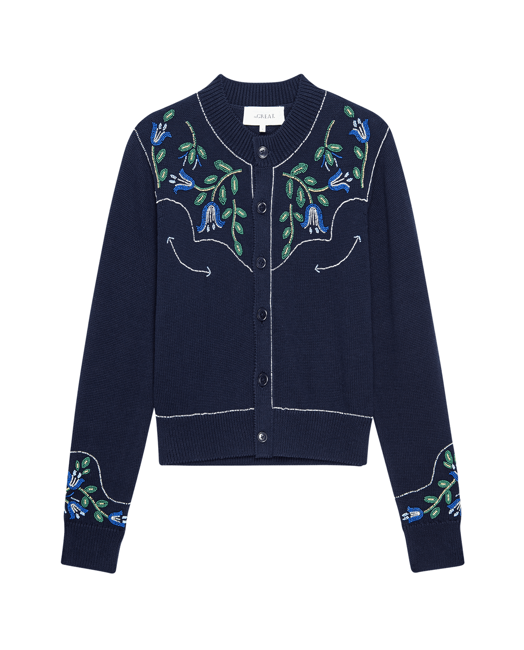 The Western Beaded Cardigan - Navy