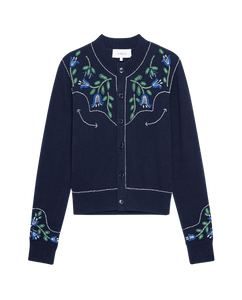 The Western Beaded Cardigan - Navy