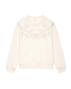 The Floral Applique Teammate Sweatshirt - Washed White