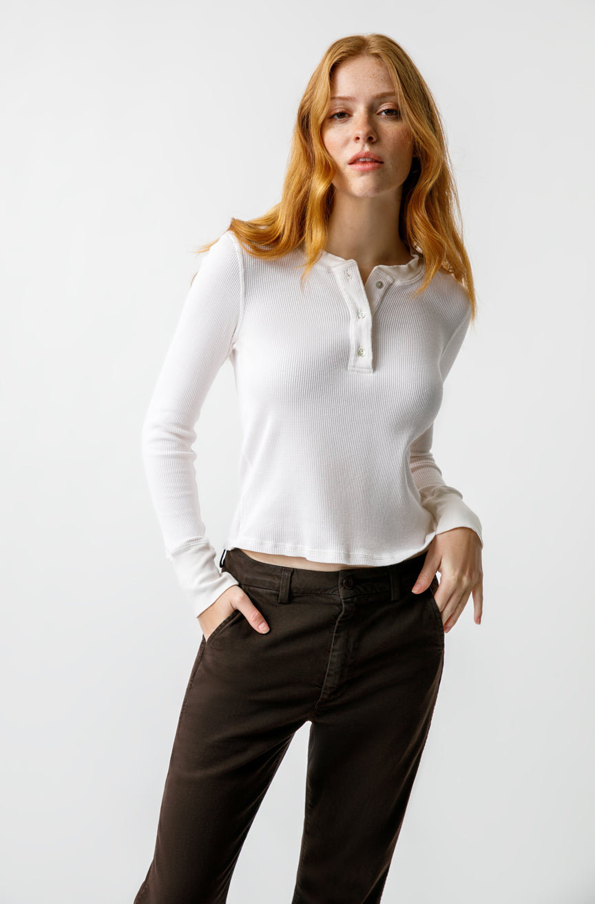 Thermal Henley Tee - Natural