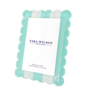 Scallop Frame - Pastel Turquoise/White Stripe