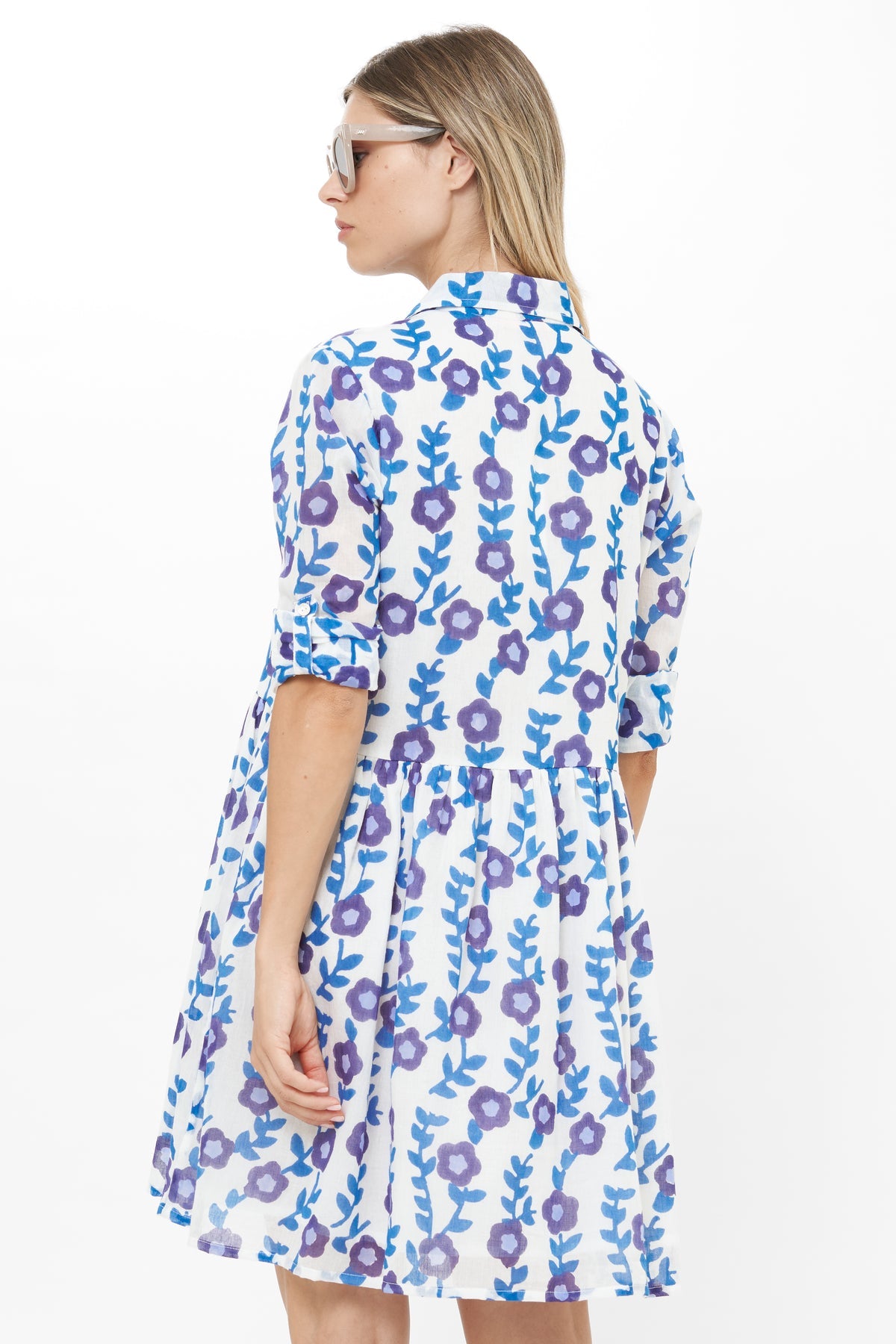 Long Sleeve Shirt Dress Mini - Toscana Blue