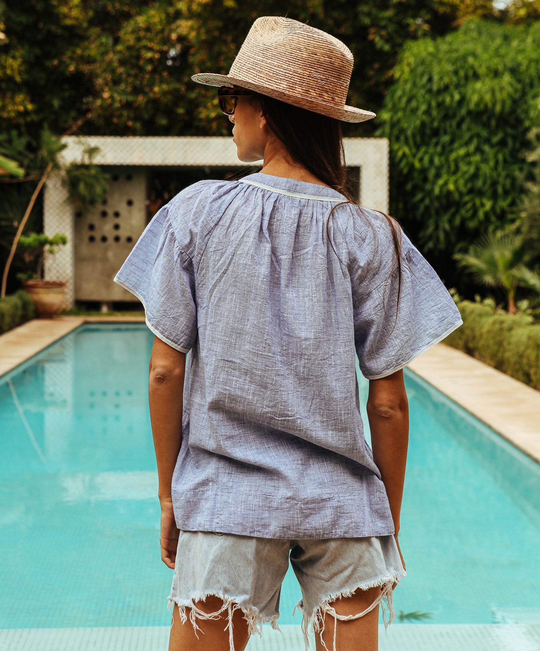 Upminster Top - Blue/White