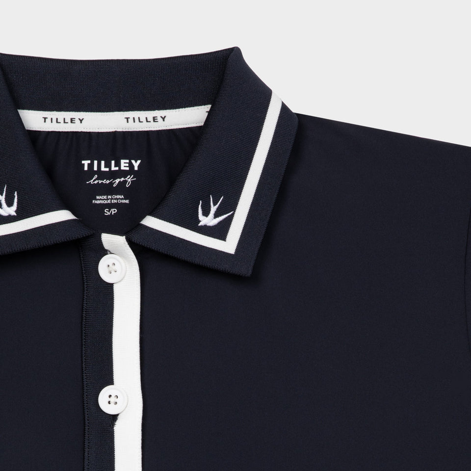 Boxy Polo - Navy/White