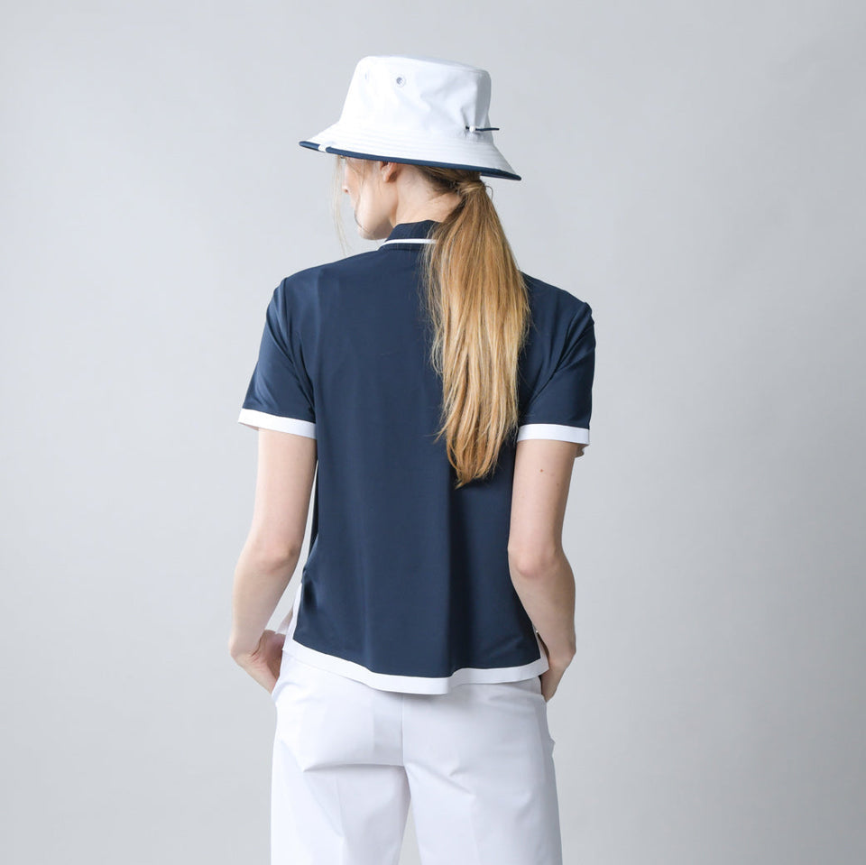 Boxy Polo - Navy/White