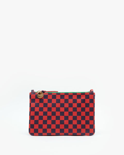 Wallet Clutch w/ Tabs - Red & Navy Checkers – People People
