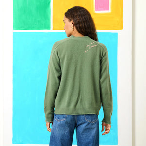 Whisper Featherweight Cardigan - Army Green