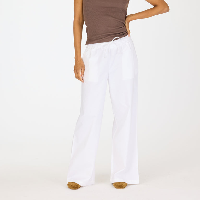 Palazzo Linen Pant - White
