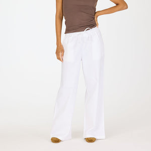 Palazzo Linen Pant - White
