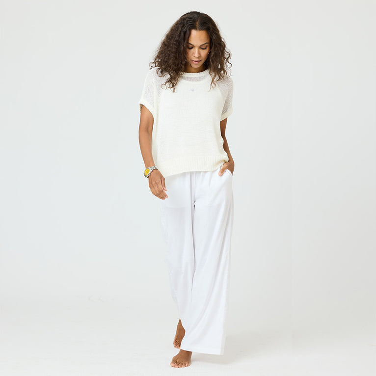 Palazzo Linen Pant - White
