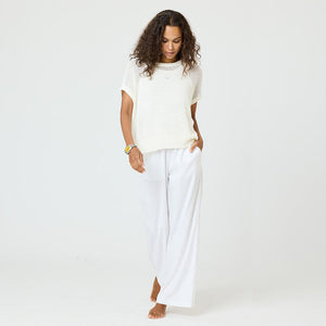 Palazzo Linen Pant - White