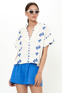 V-Neck Top - Wicklow Blue