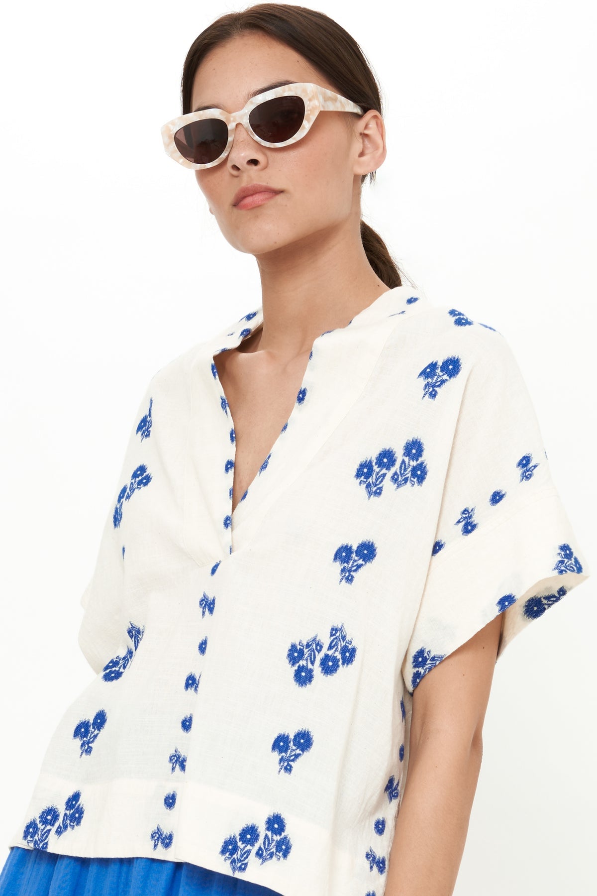 V-Neck Top - Wicklow Blue