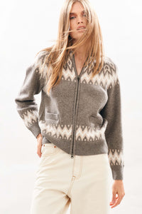 Cashmere Wool Ski Zip Up - Moose