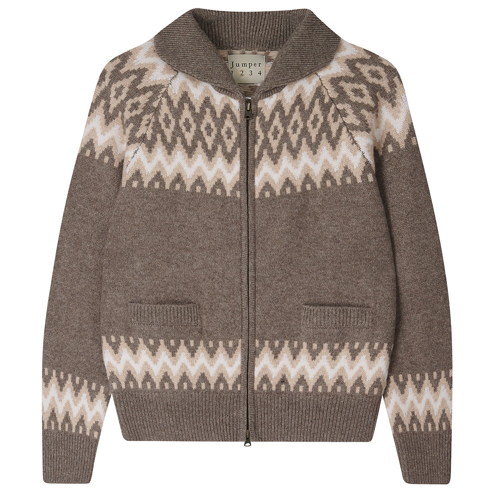 Cashmere Wool Ski Zip Up - Moose