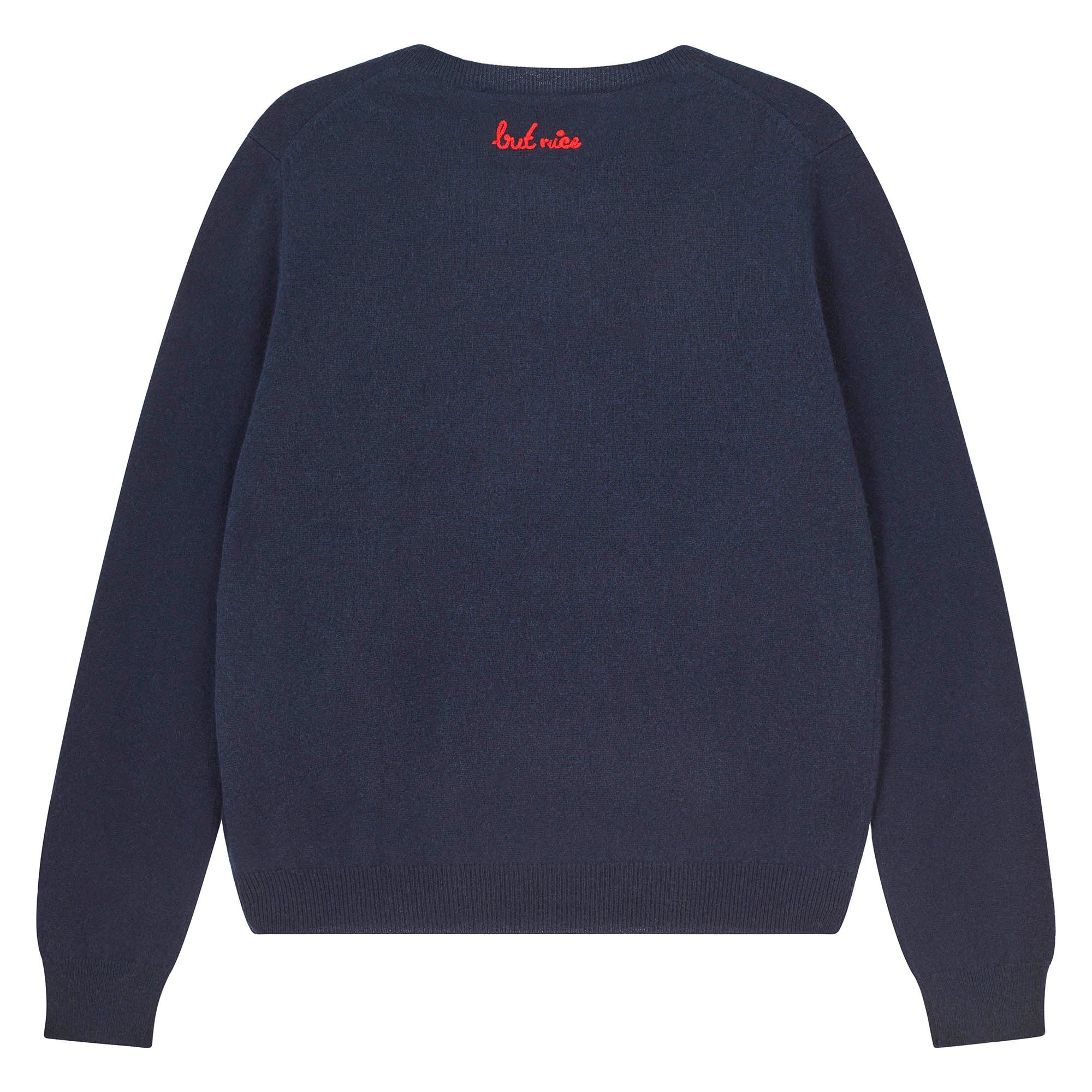 Cashmere Naughty Crew - Navy/Red