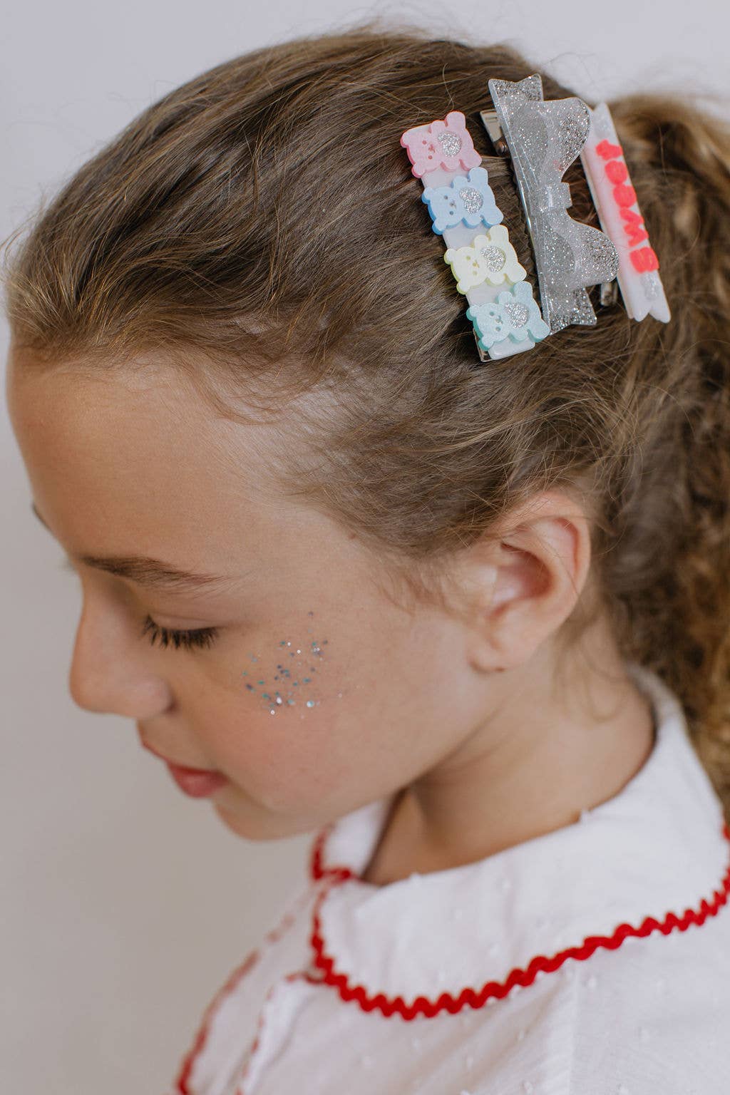 Sweet Bears and Bowtie Glitter Hair Clips