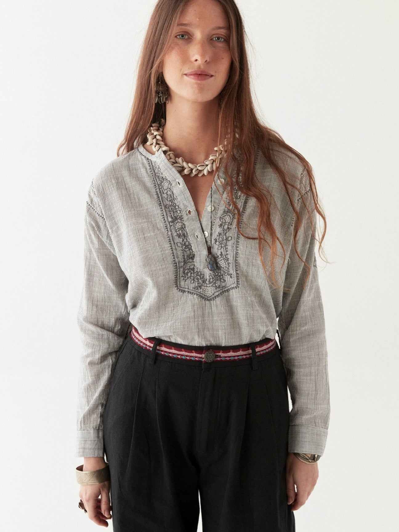 Cas Blouse - Blue Stripes