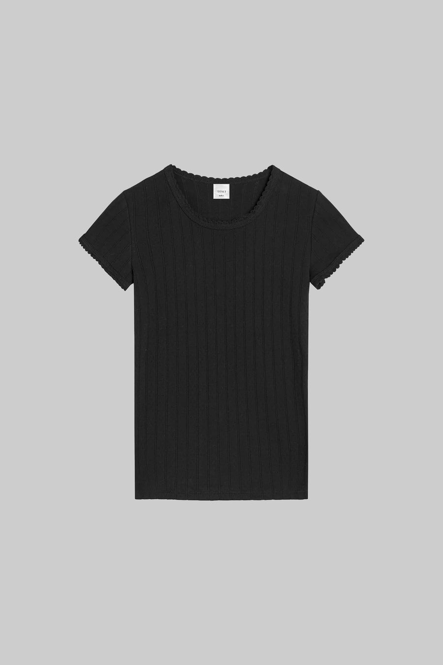 Pointelle Slim Fit Tee - Black