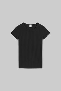 Pointelle Slim Fit Tee - Black