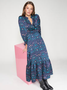 Cleo Dress - Navy Insect Print