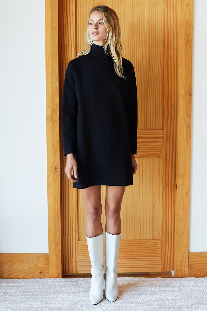 Edie Turtleneck Dress - Black Ponte