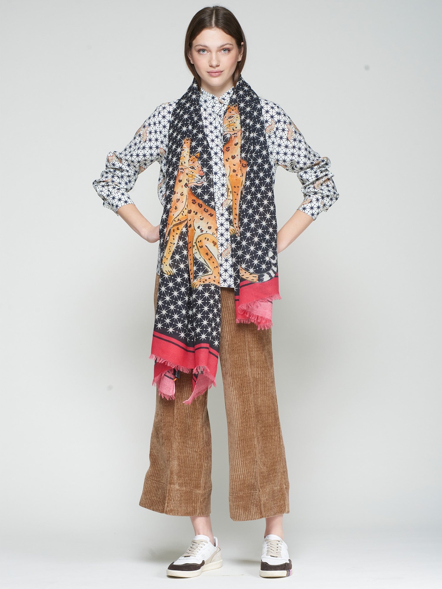 Leopard and Star Print Scarf