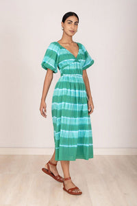 Francesca Dress - Hand Tie Dye Emerald