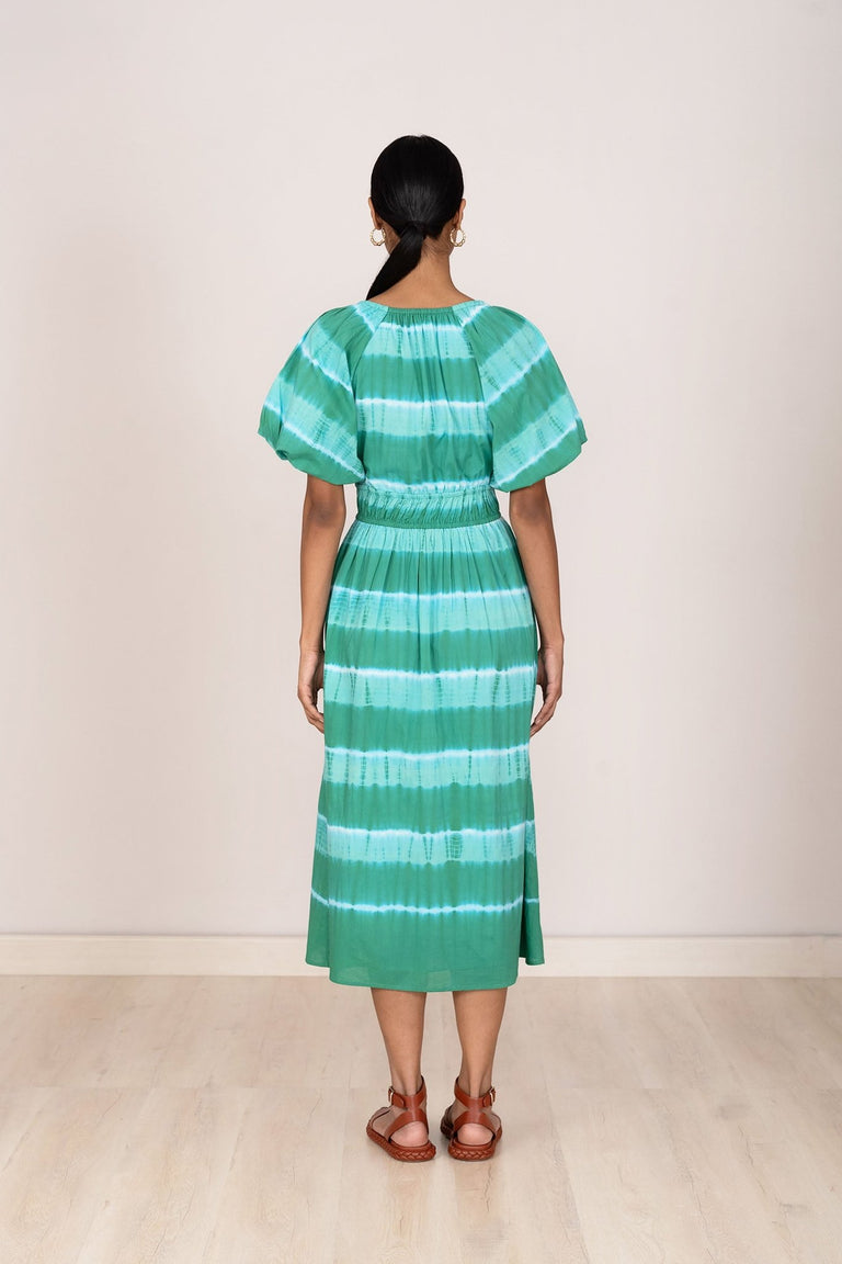 Francesca Dress - Hand Tie Dye Emerald