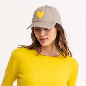 Baseball Hat Heart Patch - Sand/Sunshine