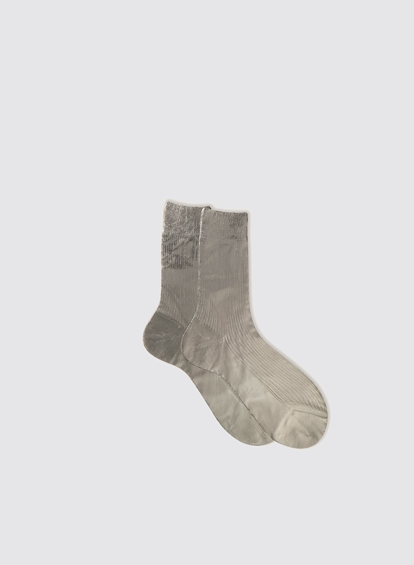One Ribbed Laminated Socks - Grey