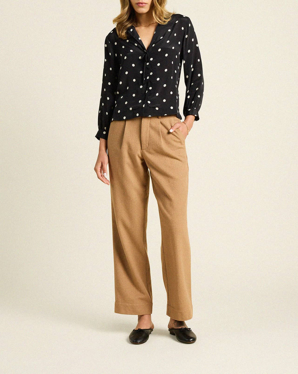 Yvonne Blouse - Black Polka Dots