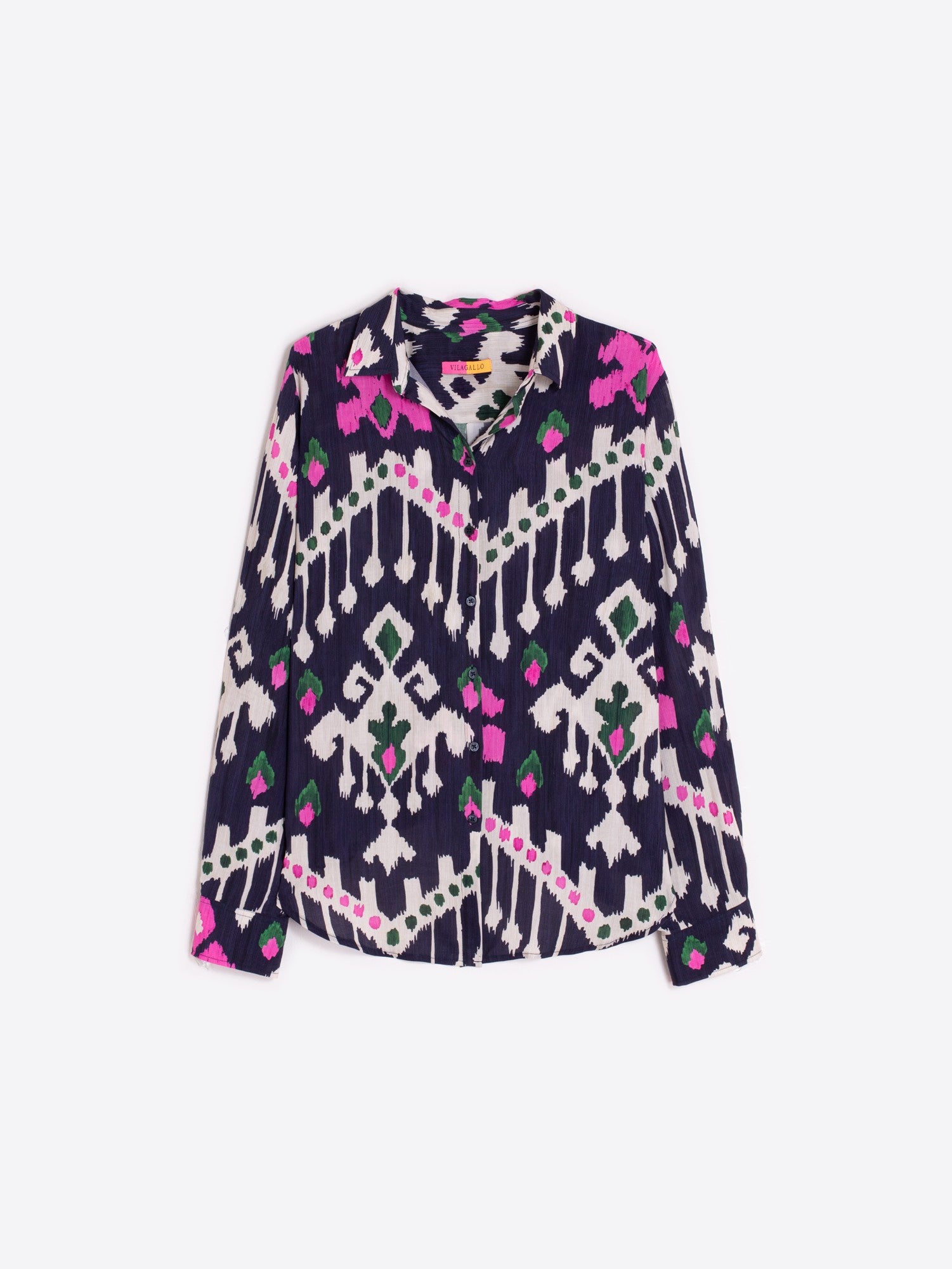 Gaby Shirt - Navy Ikat Print