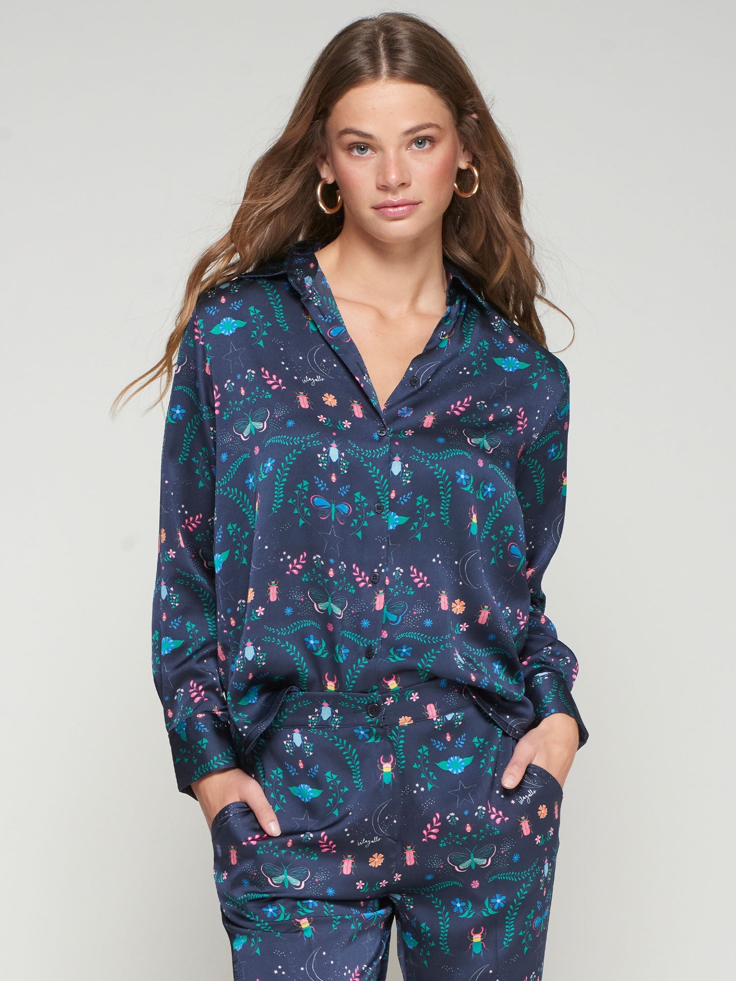Isa Shirt - Navy Insect Print