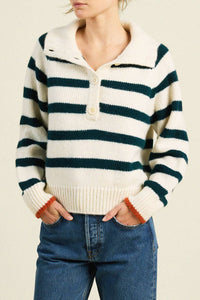 Juneau Sweater - Teal Stripe