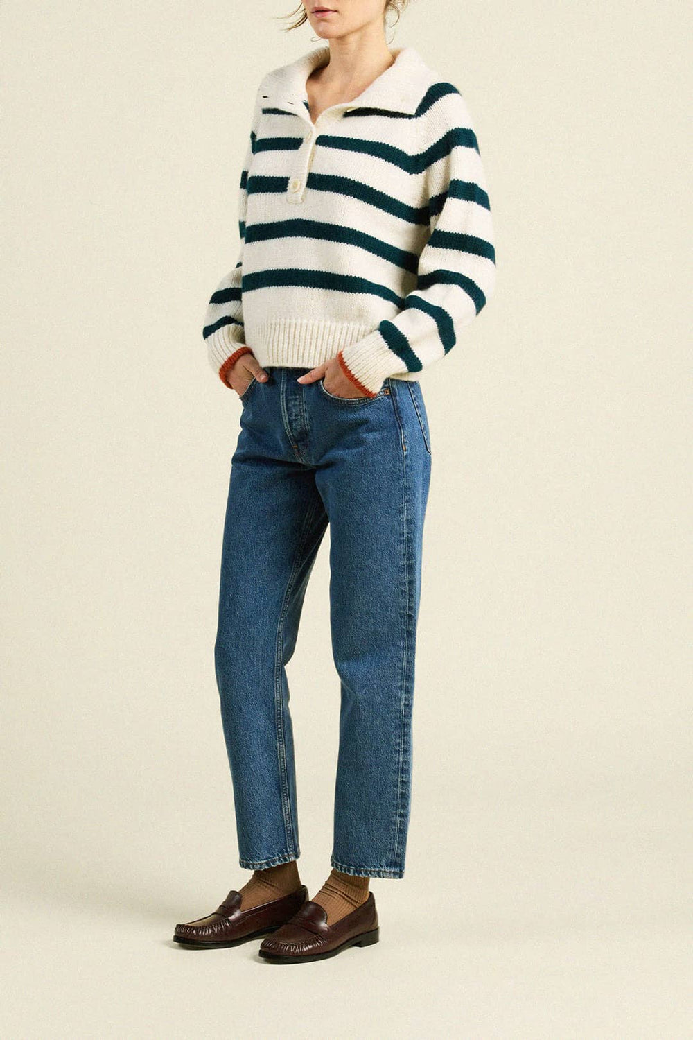 Juneau Sweater - Teal Stripe