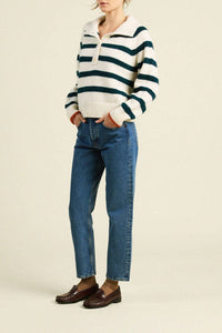 Juneau Sweater - Teal Stripe