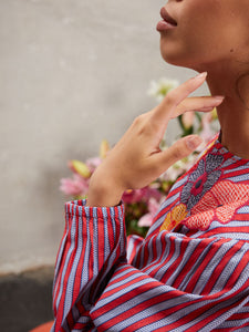Butterfly Pea Blouse - Poppy/Red Stripes